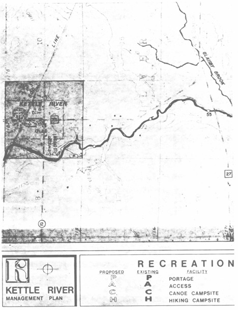 2 pages - Insert of Kettle River Recreation Management map, plate 1 here