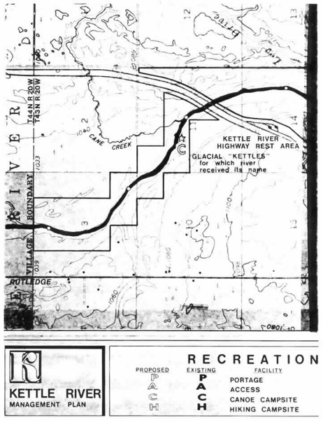 2 pages - Insert of Kettle River Recreation Management map, plate 4 here