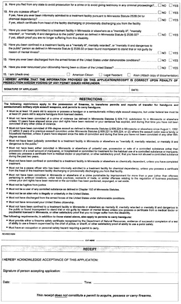 1 Page - Insert Minn. Uniform Firearm Applic/Receipt Transferee Permit side C here. 